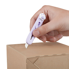 Нож канцелярский 9мм MESHU "Paw", блистер, европодвес, ассорти