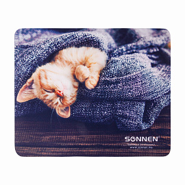 Коврик для мыши SONNEN "KITTEN", резина + ткань, 220х180х3 мм, 513313