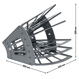 Лоток для бумаг веерный СТАММ "Эконом", 6-ти секционный, серый