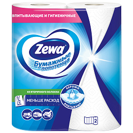 Полотенца бумажные Zewa 2-слойные белые 2 рулона по 14 метров