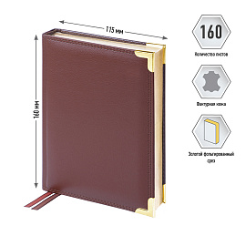 Ежедневник недатированный, А6, 160л., кожа, Delucci, фактурная кожа, коричневый, зол. срез