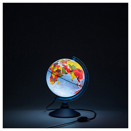 Глобус физико-политический Globen, 21см, с подсветкой на круглой подставке