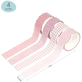 Набор клейких декоративных лент MESHU "Pink waves", 4шт фото Набор клейких декоративных лент MESHU "Pink waves", 4шт