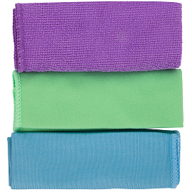 Салфетка для уборки OfficeClean, набор 3шт., микрофибра, универс., для стекол, для мебели, 30*30см