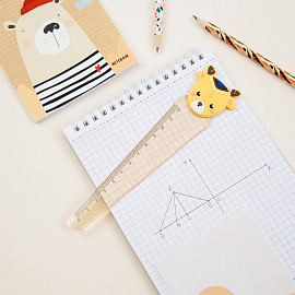 Линейка с топпером 12см MESHU "Deer", пластиковая, европодвес