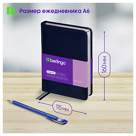 Ежедневник недатированный, А6, 160л., кожзам, Berlingo "Silver Pristine", серебр. срез, синий