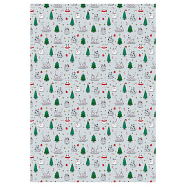 Упаковочная бумага глянц. 70*100см, MESHU "Christmas cat", 80г/м2