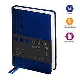 Ежедневник недатированный, А6, 160л., кожзам, Berlingo "Vivella Prestige", синий