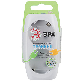 Разветвитель Эра SP-2e-W 2 розетки с заземлением