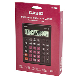 Калькулятор настольный Casio GR-12C-WR 12-разрядный бордовый 209х155х34 мм
