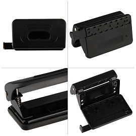 Дырокол OfficeSpace 10л., пластиковый, черный, с линейкой фото Дырокол OfficeSpace 10л., пластиковый, черный, с линейкой