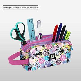 Пенал 2 отделения, 200*80*90 Berlingo "Flora", полиэстер