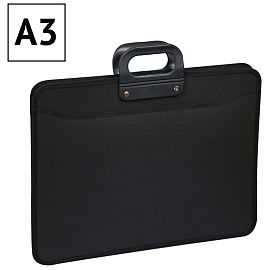 Папка-портфель 3 отделения OfficeSpace А3, 470*380*130мм, 1000мкм, на молнии (сверху), пластик, черный