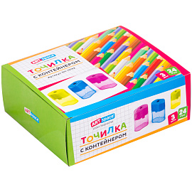 Точилка пластиковая ArtSpace 1 отверстие, контейнер, ассорти фото Точилка пластиковая ArtSpace 1 отверстие, контейнер, ассорти