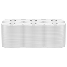 Полотенца бумажные с центральной вытяжкой 200 м, VEIRO (Система M2) COMFORT, 1-слойные, белые, КОМПЛЕКТ 6 рулонов, KP210, КР210