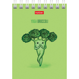 Блокнот МАЛЫЙ ФОРМАТ А7 75х105 мм, 60 л., гребень, картон, клетка, HATBER, "Йога-Фитнес", 066625, 60Б7В1гр