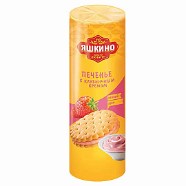 Печенье затяжное Яшкино с клубничным кремом 190 г