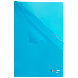 Папка-уголок плотная BRAUBERG SUPER, 0,18 мм, синяя, 270479