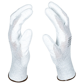Перчатки рабочие защитные Scaffa Antistat PU1350A-LG нейлоновые с полиуретановым покрытием серые (13 класс, размер 9 (L))
