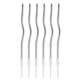 Свечи для торта с держателями MESHU "Wave silver", 13см, 6шт фото Свечи для торта с держателями MESHU "Wave silver", 13см, 6шт