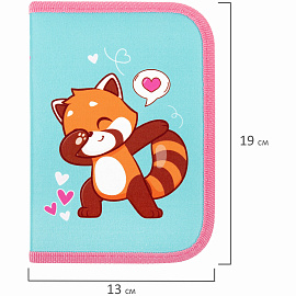 Пенал ПИФАГОР, 1 отделение, полиэстер, 19х13 см, "Red panda", 272283