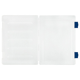 Папка для документов СТАММ А4, 230*305*23мм, пластик., прозрачная, синие защелки