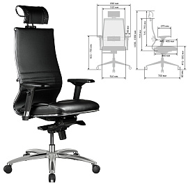 Кресло офисное МЕТТА "SAMURAI" KL-3, с подголовником, экокожа, черное