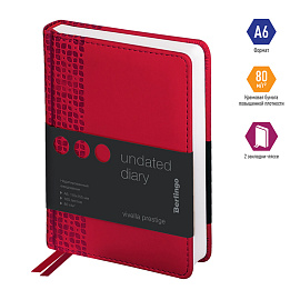 Ежедневник недатированный, А6, 160л., кожзам, Berlingo "Vivella Prestige", красный