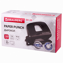 Дырокол BRAUBERG "SX-20", до 20 листов, черный, 229694 фото Дырокол BRAUBERG "SX-20", до 20 листов, черный, 229694
