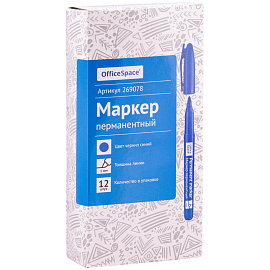 Маркер перманентный OfficeSpace синий, пулевидный, 1,0мм фото Маркер перманентный OfficeSpace синий, пулевидный, 1,0мм