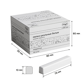 Мелки школьные Гамма, белые, 100шт., средней твердости, квадратные, картонная коробка