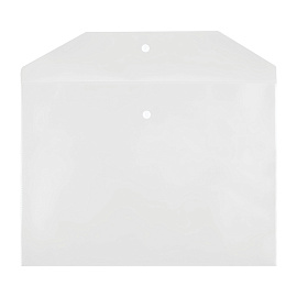 Папка-конверт на кнопке СТАММ А4, 150мкм, пластик, прозрачная, бесцветная