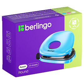 Дырокол Berlingo "Round" 20л., пластиковый, белый фото Дырокол Berlingo "Round" 20л., пластиковый, белый