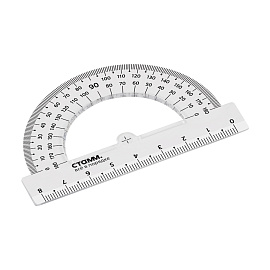 Транспортир 8см, 180° СТАММ, пластиковый, прозрачный, бесцветный фото Транспортир 8см, 180° СТАММ, пластиковый, прозрачный, бесцветный