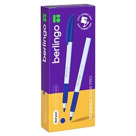 Ручка шариковая Berlingo "Triangle Snow Pro" синяя, 0,7мм, трехгран., грип