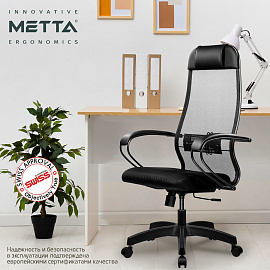 Кресло для руководителя Метта 11(MPRU) черное (сетка/ткань, металл)