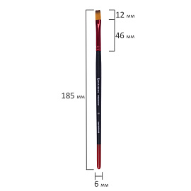 Кисть синтетика, плоская № 8, BRAUBERG PREMIUM, 201017