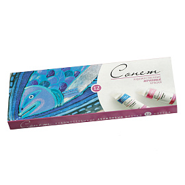 Краски акриловые Невская палитра Сонет набор 12 цветов по 10 мл в тубах