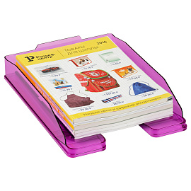 Лоток для бумаг горизонтальный СТАММ "Эксперт", тонированный, слива