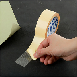 Клейкая лента двусторонняя OfficeSpace, 38мм*10м, тканевая основа фото Клейкая лента двусторонняя OfficeSpace, 38мм*10м, тканевая основа