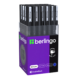 Ручка шариковая Berlingo "DoubleBlack" синяя, 0,7мм, игольчатый стержень