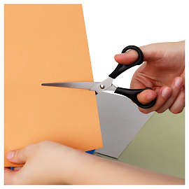 Ножницы OfficeSpace 18см, черные ручки, ПВХ чехол с европодвесом