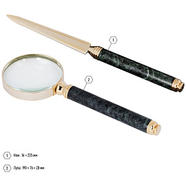 Набор настольный Delucci 4 предмета, зеленый мрамор фото Набор настольный Delucci 4 предмета, зеленый мрамор