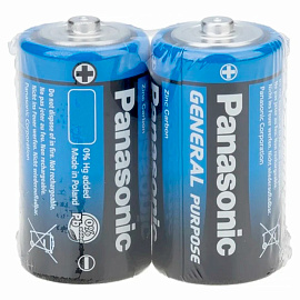 Батарейки КОМПЛЕКТ 2шт., PANASONIC D R20 (373), солевые, в пленке, 1.5 В фото Батарейки КОМПЛЕКТ 2шт., PANASONIC D R20 (373), солевые, в пленке, 1.5 В
