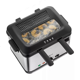 Фритюрница KITFORT KT-6240, 2000 Вт, объем 4,8 л, регулировка 130-190 °С, 3 корзинки, черная/серебристая, КТ-6240