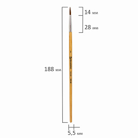Кисть BRAUBERG, пони, круглая, № 3, 200189 фото Кисть BRAUBERG, пони, круглая, № 3, 200189
