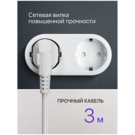 Удлинитель сетевой DEFENDER S330, 3 розетки, c заземлением, выключатель, 10А, длина 3 м, белый, 99234 фото Удлинитель сетевой DEFENDER S330, 3 розетки, c заземлением, выключатель, 10А, длина 3 м, белый, 99234