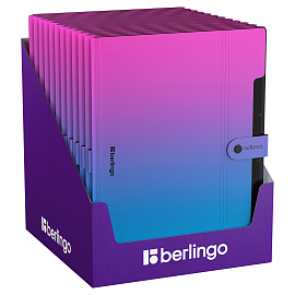 Папка 5 отделений Berlingo "Radiance", А4, 600мкм, на кнопке, розовый/голубой градиент