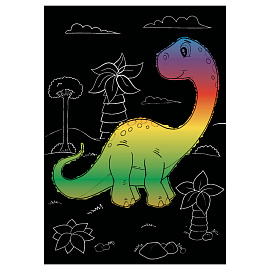 Гравюра Мульти-Пульти "Динозавры", А5, градиентная основа, пакет с европодвесом