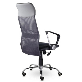 Кресло "Ультра", высокая спинка, с подлокотниками, хром, черное фото Кресло "Ультра", высокая спинка, с подлокотниками, хром, черное